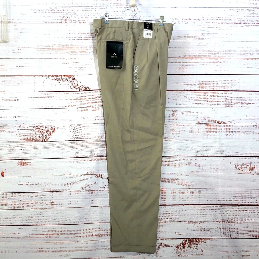 Claiborne Men's Khaki Tan Chinos Slacks Pants 32 waist NWT 32x34